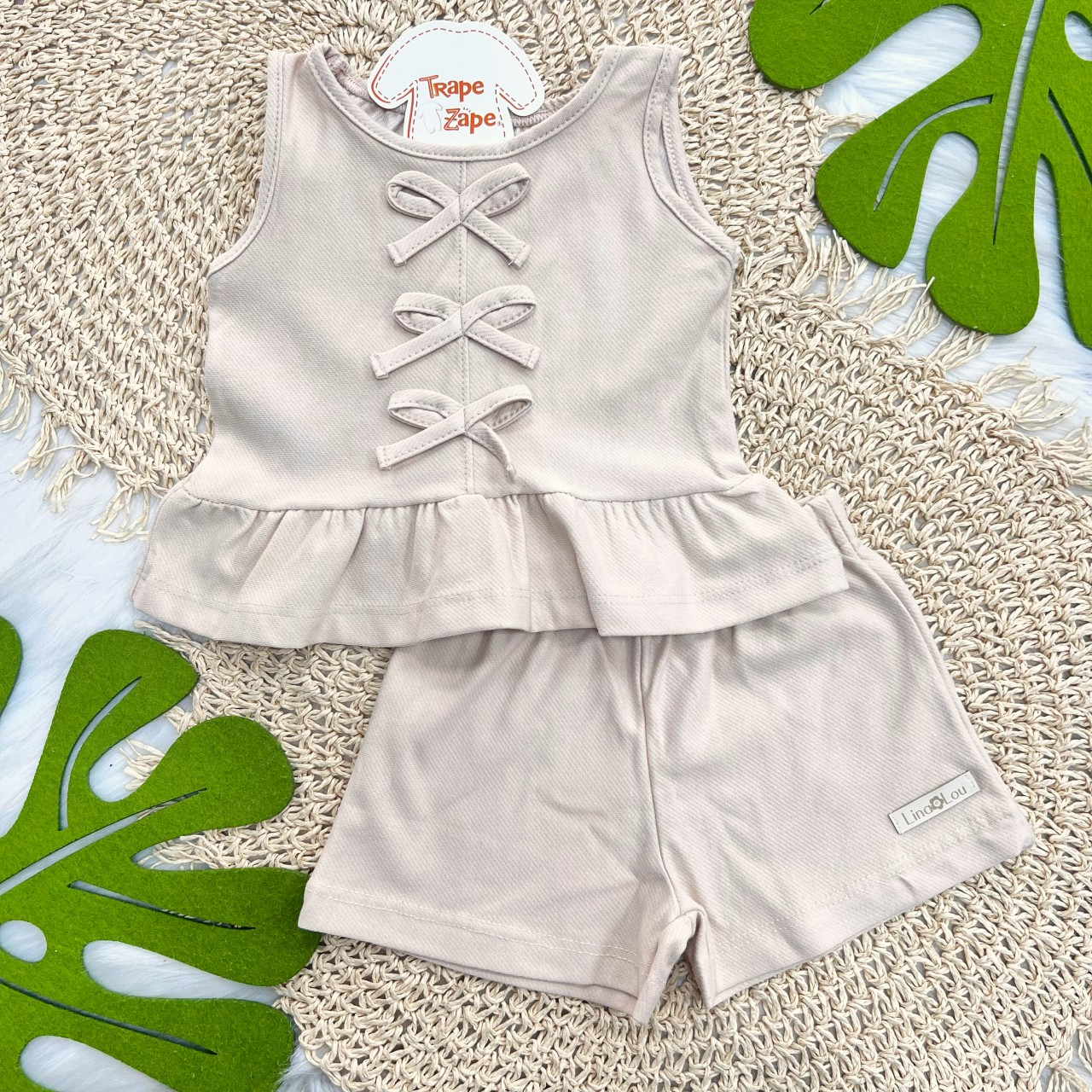  Conj Bata Laçinhos e short Areia 
